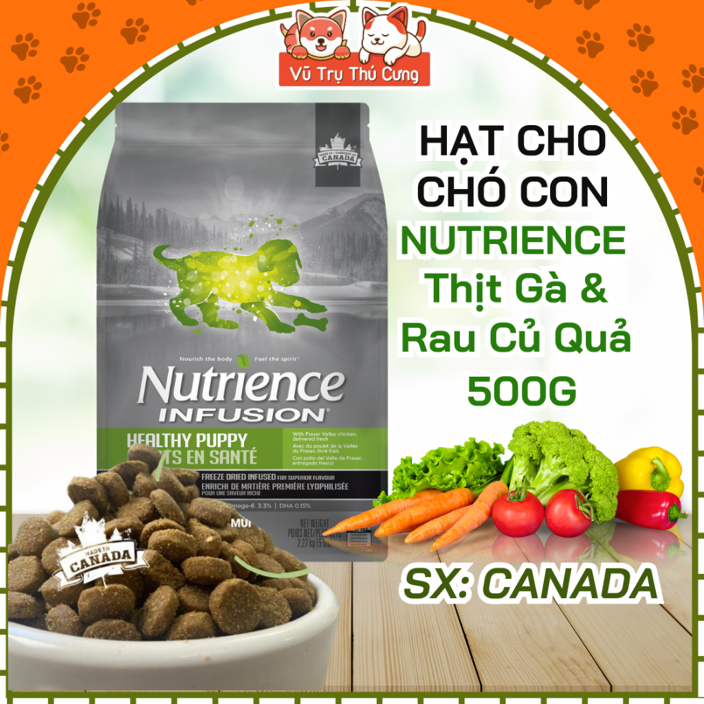Thức ăn Hạt Nutrience Infusion Canada dành cho chó con, thịt gà và rau củ quả 500g