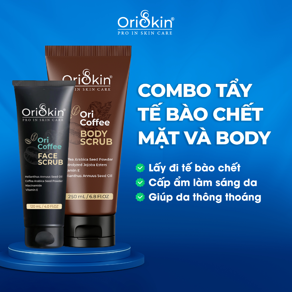 Combo Tẩy Tế Bào Chết Cà Phê Da Mặt  Ori Coffee Face Scrub 120ml và Tẩy Tế Bào Body Ori Coffee Body Scrub 250ml