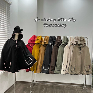 Áo choàng chống nắng Chui đầu Túi viền Nhung tăm dầy cho người lớn ( ảnh thật)