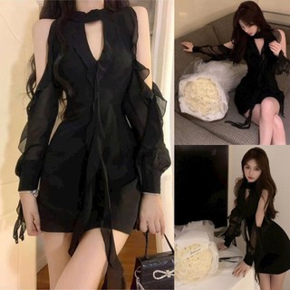 Đầm Ôm Body Phối Bèo Tay Dài Voan Hở Tay Sam Closet Phù Hợp Để Tới Công Sở, Đi Làm Hoặc Đi Chơi.