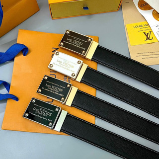 Thắt lưng da nam Eo Vì dây da Pu đen mặt logo chữ nhật phủ bóng bản 4cm cao cấp sang trọng TL30P