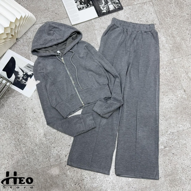 Set bộ áo khoác mix quần tăm hàn