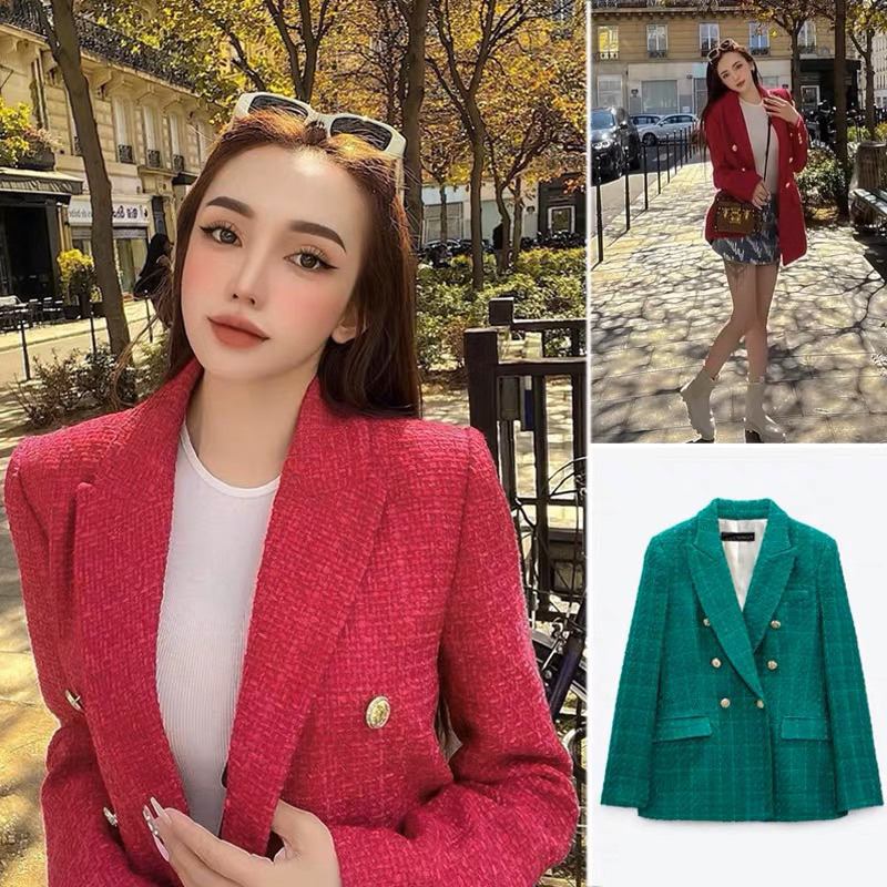 ORDER 🌹 ZR - Áo Blazer vải dạ hạt nút