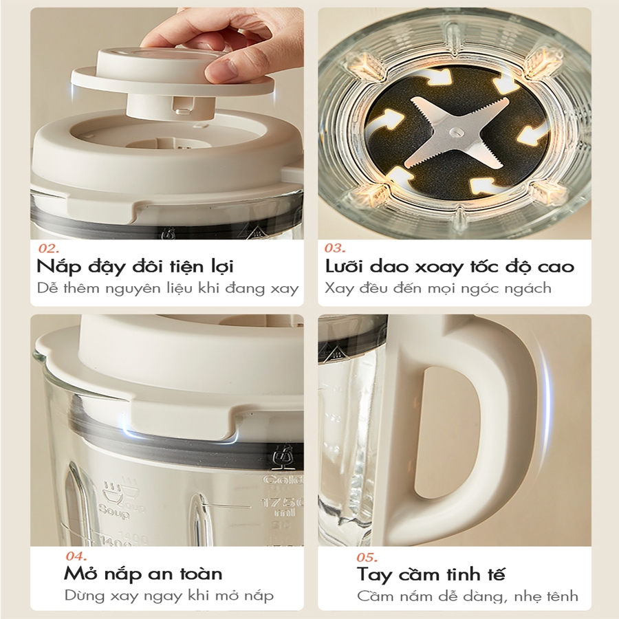 Máy làm sữa hạt 1.75L Bear PBJ-D10T1, 10 chức năng, xay nấu sữa hạt, xay sinh tố đa năng, nấu cháo – Hàng chính hãng