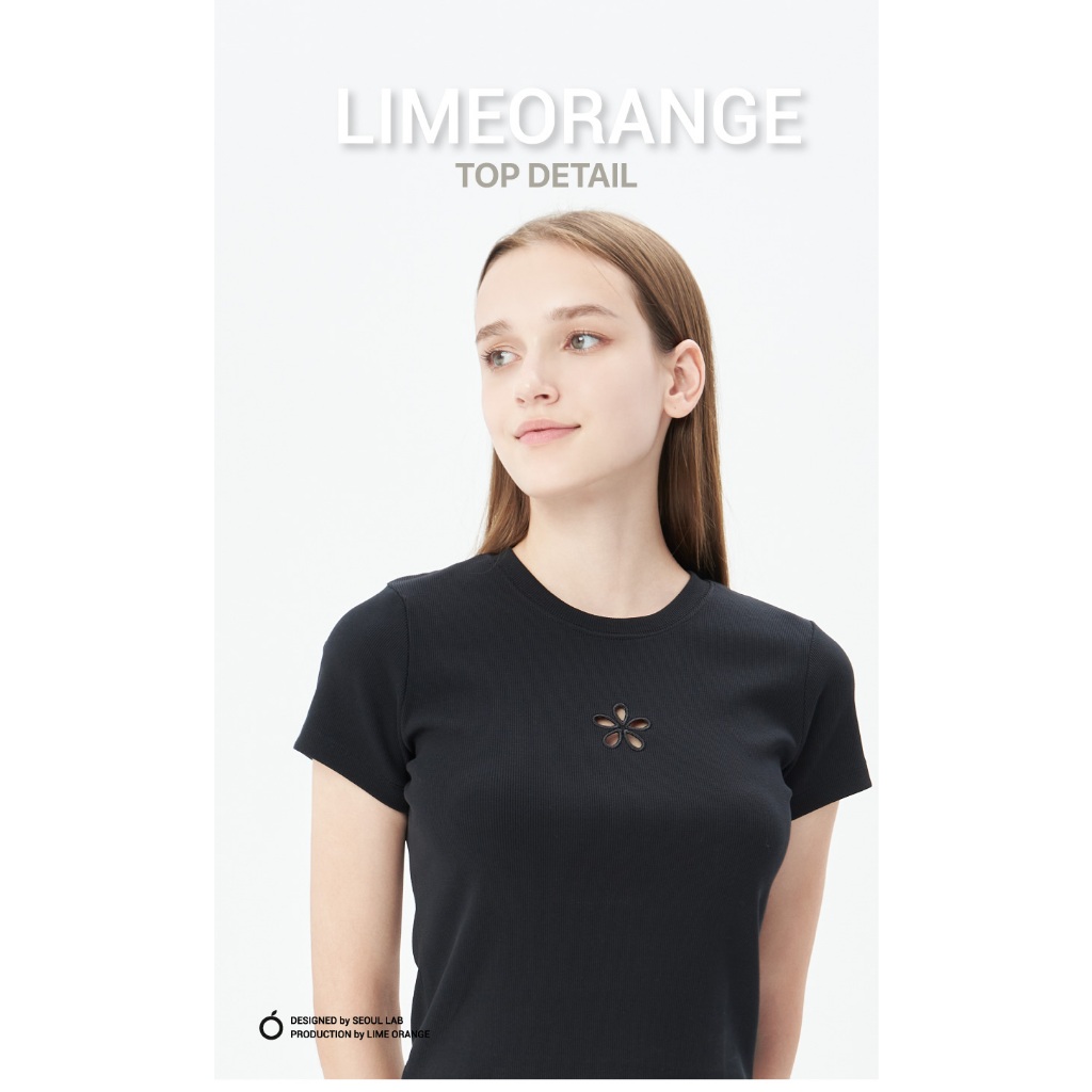 Áo thun nữ hình thêu Lime Orange - Women short sleeve T-shirt straps and embroidery - LO23171302