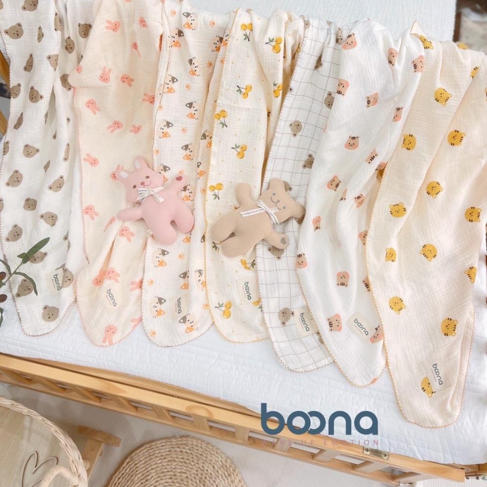 Khăn tắm xô Muslin cao cấp BOONA chính hãng 4 lớp đa năng cho bé