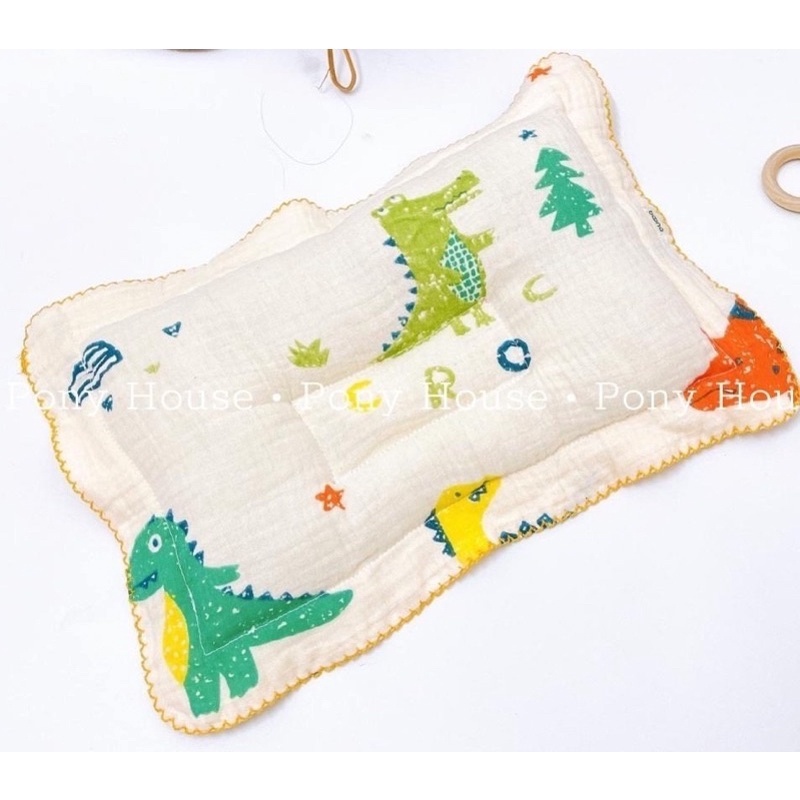 Gối xô sơ sinh Boona, gối lõm chống méo đầu hình chữ nhật cho bé shop BECON