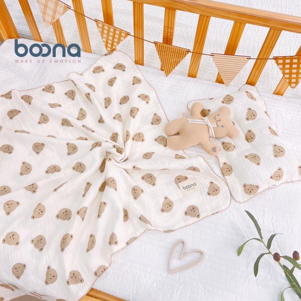 Khăn tắm xô Muslin cao cấp BOONA chính hãng 4 lớp đa năng cho bé