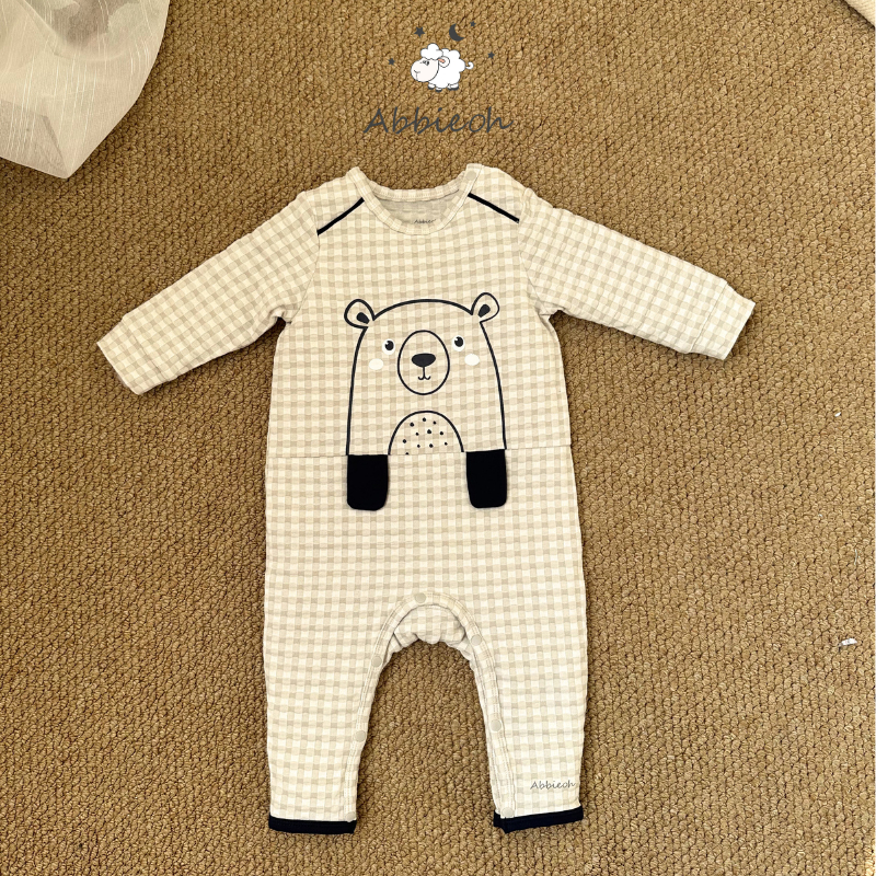 Bộ quần áo bodysuit ABBIEOH cotton dài tay hình gấu cho bé BD550 BD572