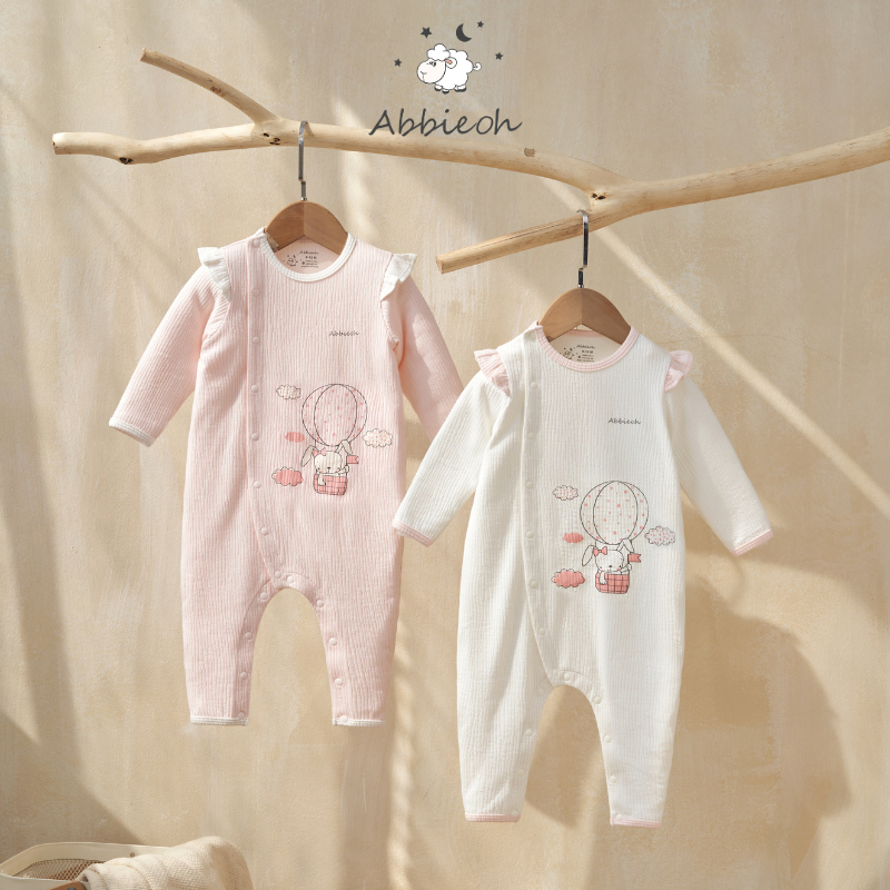 Bộ quần áo bodysuit ABBIEOH cotton dài tay hình gấu cho bé BD550 BD572