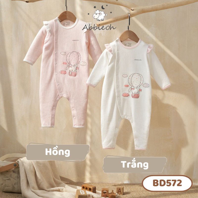 Bộ quần áo bodysuit ABBIEOH cotton dài tay hình gấu cho bé BD550 BD572