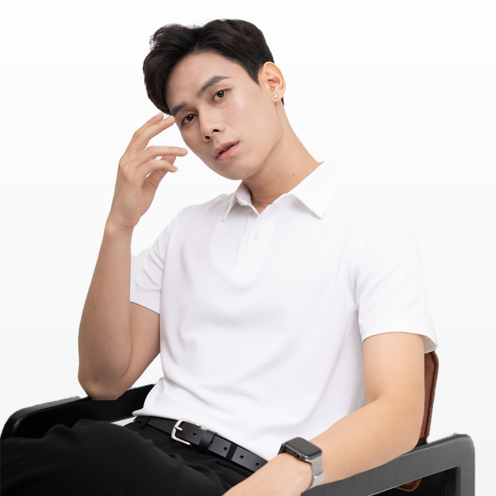 Áo Polo nam màu trắng kiểu dáng Basic MKG vải cotton lạnh xuất âu thanh lịch, sang trọng, nam tính MPL02
