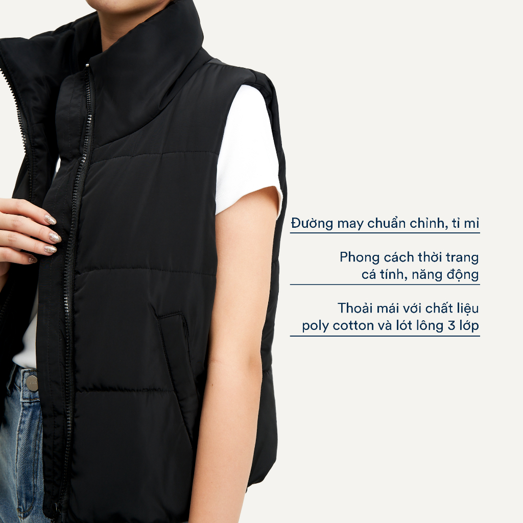 Áo Gile phao nữ MKG kiểu dáng thiết kế tối giản, thanh lịch chính hãng cao cấp WGL