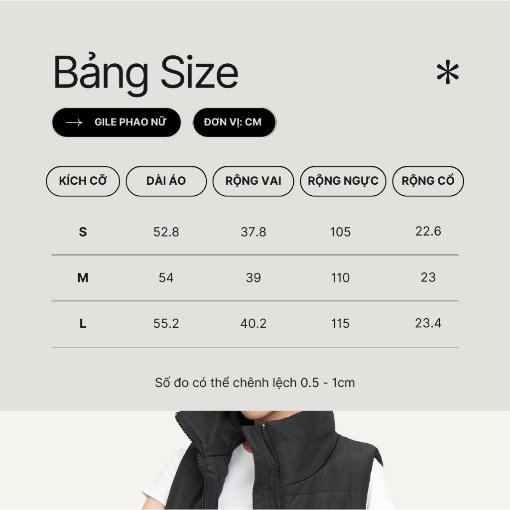 Áo Gile phao nữ MKG kiểu dáng thiết kế tối giản, thanh lịch chính hãng cao cấp WGL