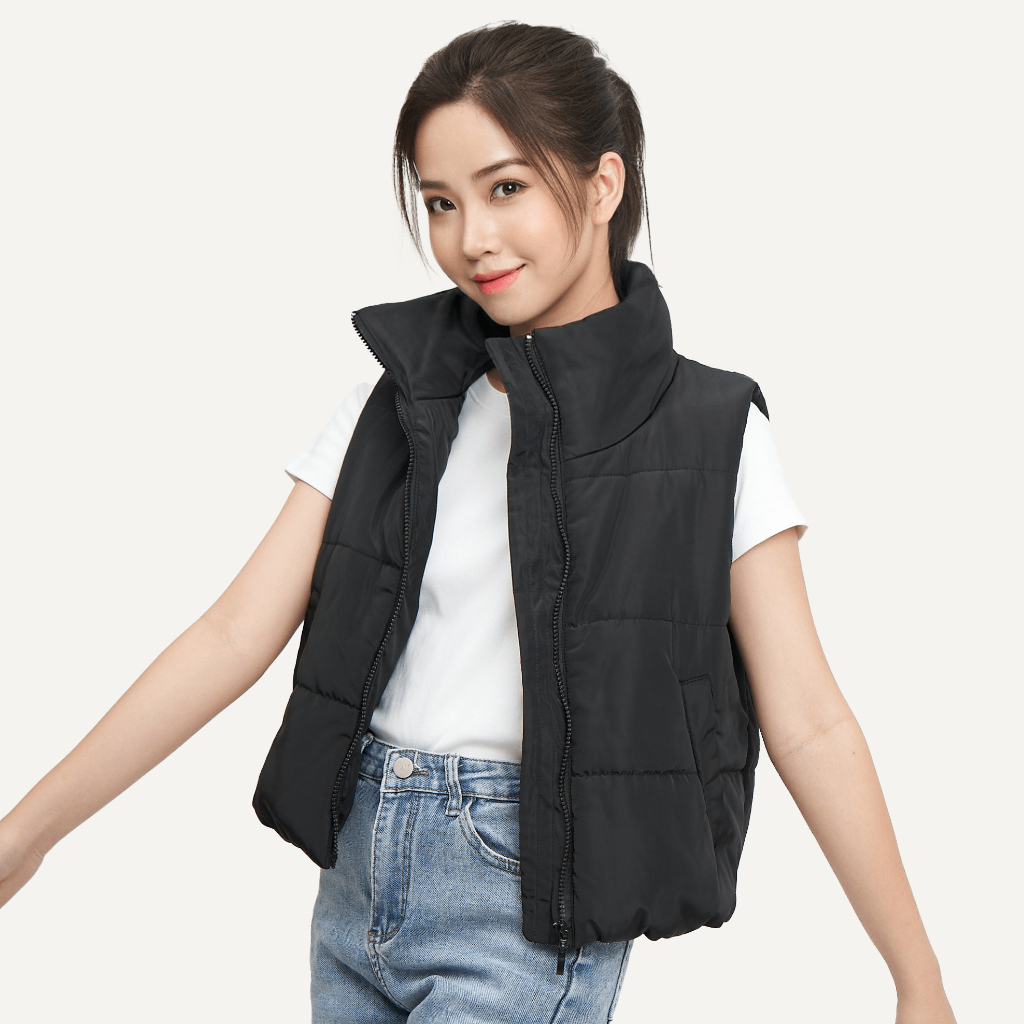 Áo Gile phao nữ MKG kiểu dáng thiết kế tối giản, thanh lịch chính hãng cao cấp WGL