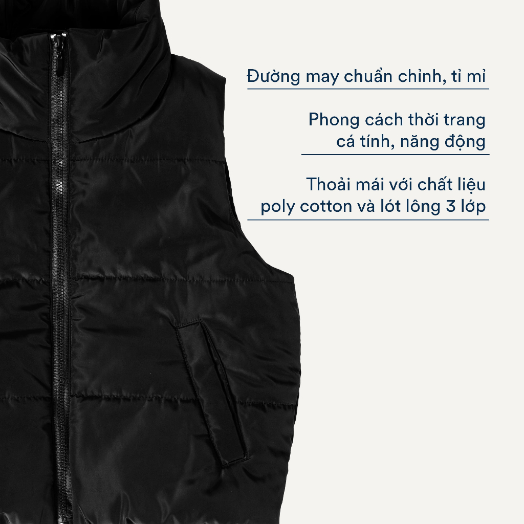 Áo Gile phao nữ MKG kiểu dáng thiết kế tối giản, thanh lịch chính hãng cao cấp WGL