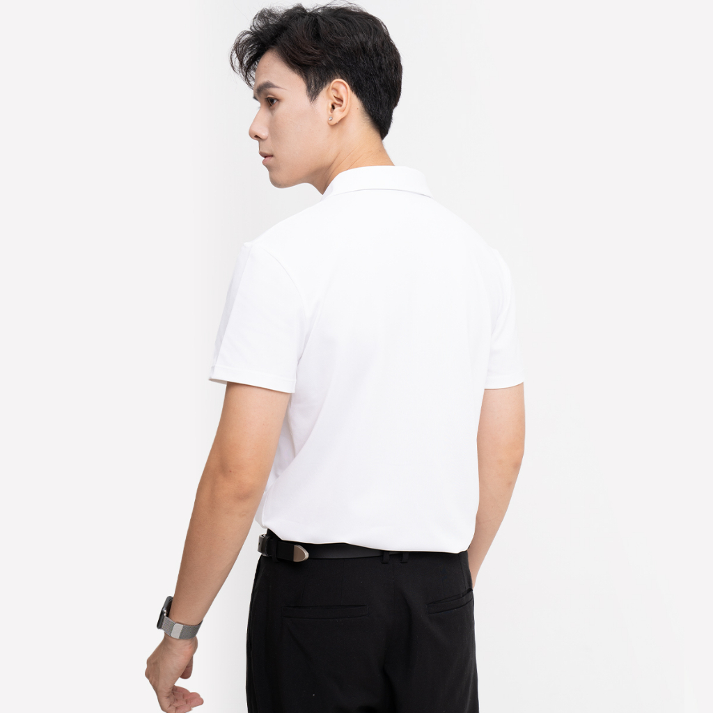 Áo Polo nam màu trắng kiểu dáng Basic MKG vải cotton lạnh xuất âu thanh lịch, sang trọng, nam tính MPL02