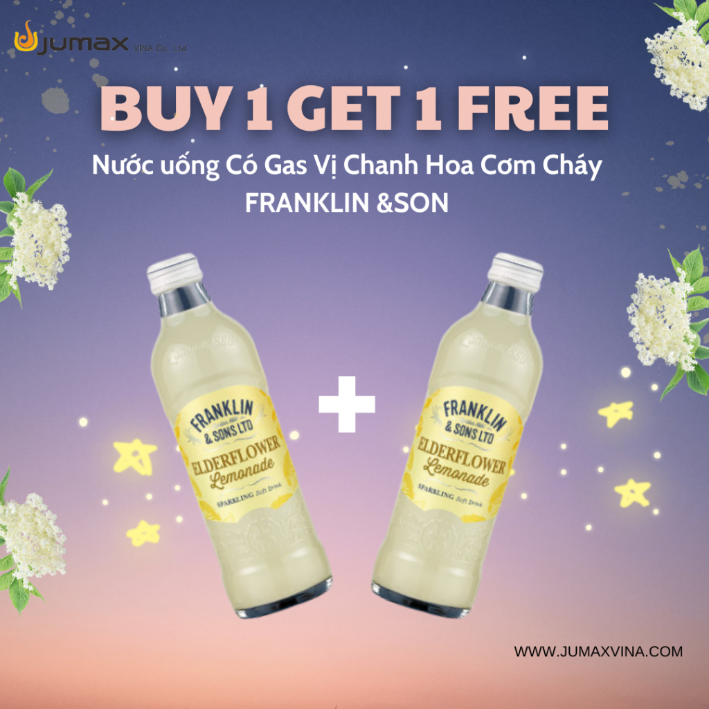 DATE 31/12/2023 Nước Uống Có Gas Vị Chanh Hoa Cơm Cháy FRANKLIN &SON