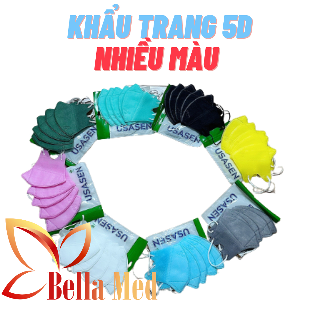 Khẩu trang 5D USASEN 3 lớp Vải Không Dệt, Giấy Kháng Khuẩn -ôm sát khi đeo - Hộp 100 cái