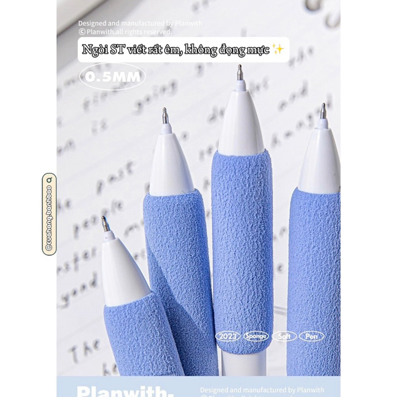 PLANWITH BÚT VIẾT GEL, ĐỆM CẦM TAY MỀM, MỰC ĐEN, NGÒI 0.5mm | CHBB