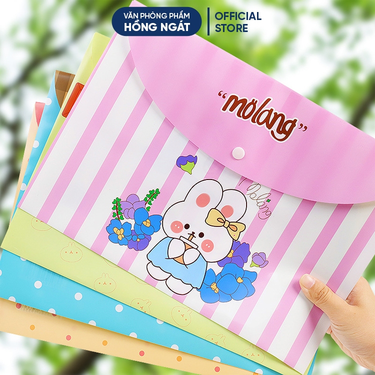 Túi đựng tài liệu A4 Molang hoạt hình ngộ nghĩnh cute dễ thương, đồ dùng học tập túi kiểm tra làm quà tặng học sinh TB15