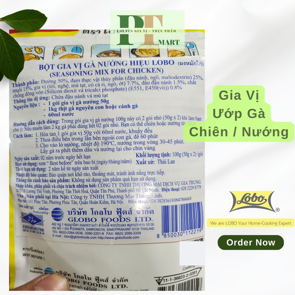 Gia vị Gà Nướng/ Gà chiên gói 100g  hiệu Lobo Thái. Seasoning Mix For Chicken. NK chính hãng
