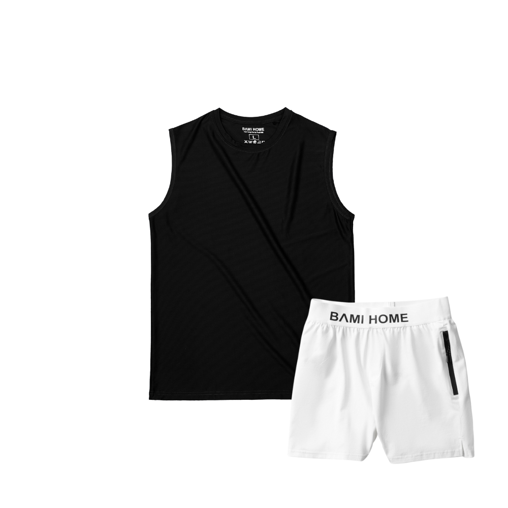 Set quần áo tập gym BAMIHOME Quần gym cotton co giãn và áo tanktop thun mè ATT06 QG03