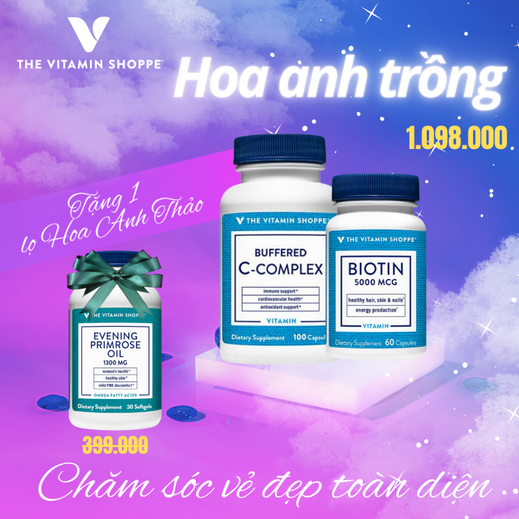 Hộp quà tặng 20/10 Vitamin C và Biotin hỗ trợ da tóc móng tặng kèm Hoa Anh Thảo