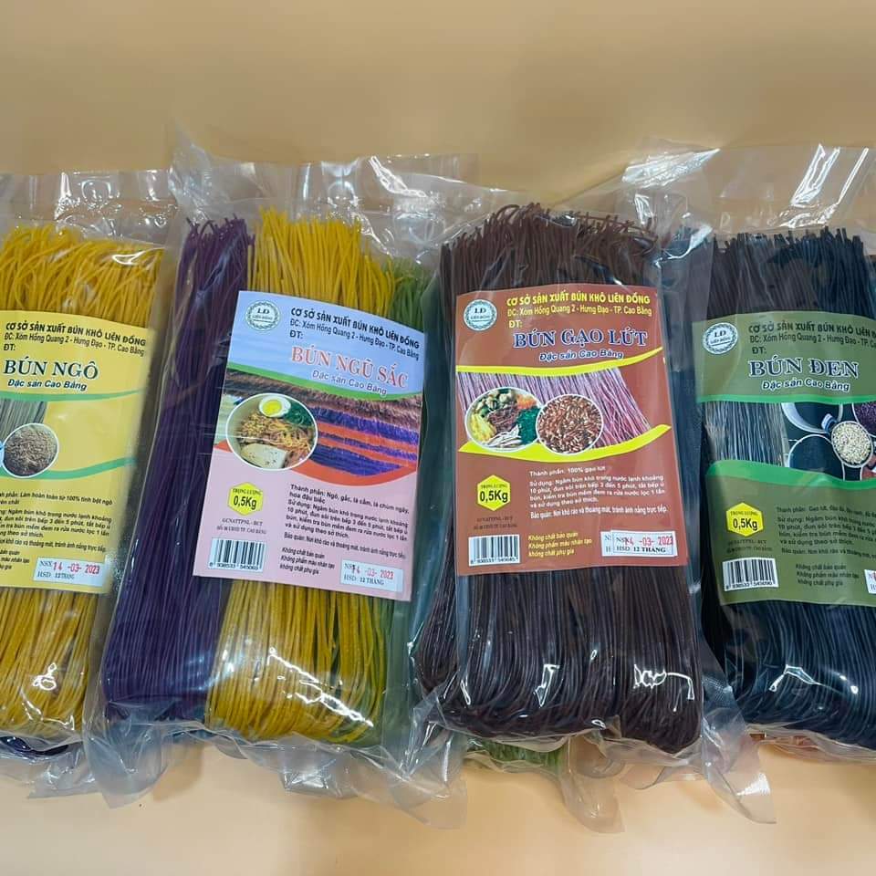 Mì bún ngũ sắc mix 5 loại ngô/gấc/cẩm/đậu biếc/chùm ngây Liên Đồng eatclean, healthy