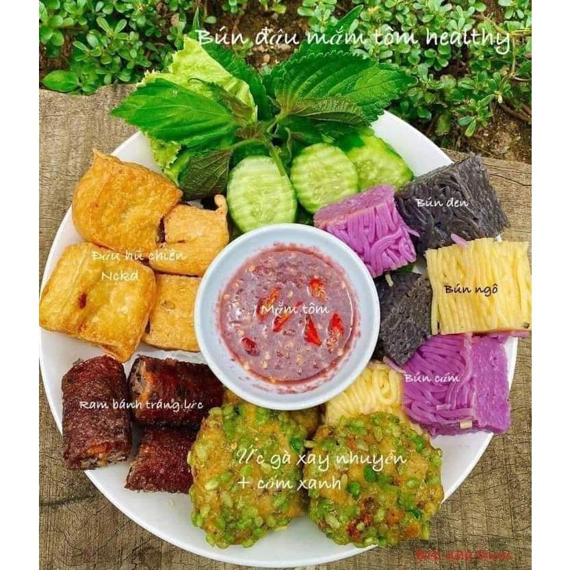 Mì bún ngũ sắc mix 5 loại ngô/gấc/cẩm/đậu biếc/chùm ngây Liên Đồng eatclean, healthy