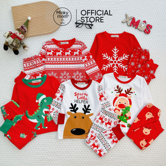 Bộ Dài Tay Cho Bé Trai, Bé Gái KIMCHIBABY Vải Cotton 4C Hoạ Tiết Giáng Sinh, Đồ Bộ Noel 2023 Phiên Bản Giới Hạn KWTD2114