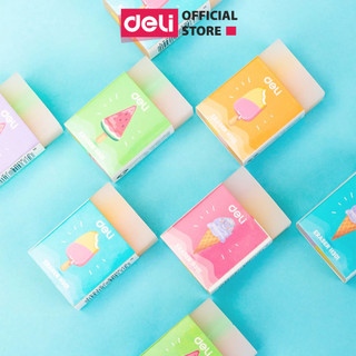 Gôm tẩy thạch Deli hình kem hoa quả - 1 chiếc - An toàn, Tẩy sạch, ít vụn - Dễ thương phù hợp với học sinh, trẻ em