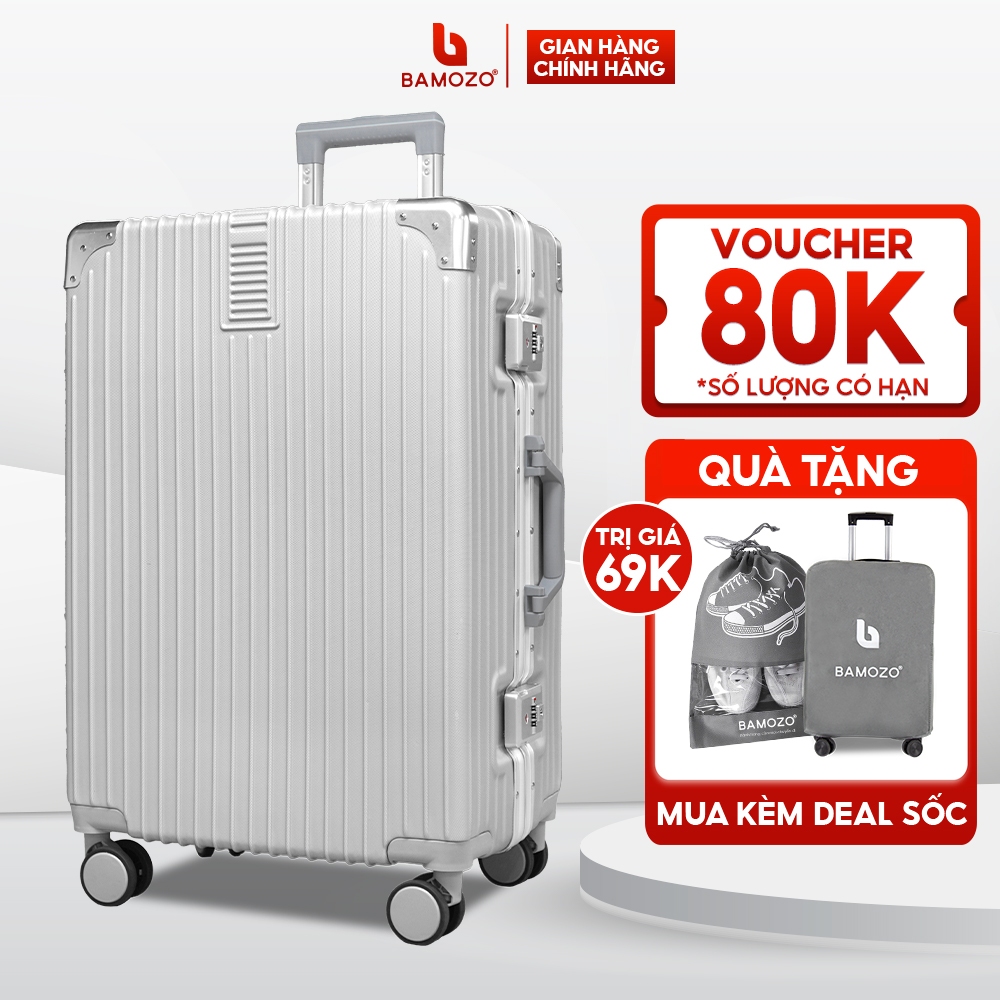 Vali Du Lịch Bamozo Khung Nhôm 9066 Cao Cấp Size 28 Khóa Sập Chống Trộm Bảo Hành 5 Năm Lỗi 1 Đổi 1