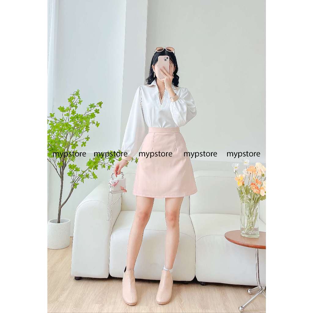 Áo bâu sơ mi tay dài phối viền màu Mypstore