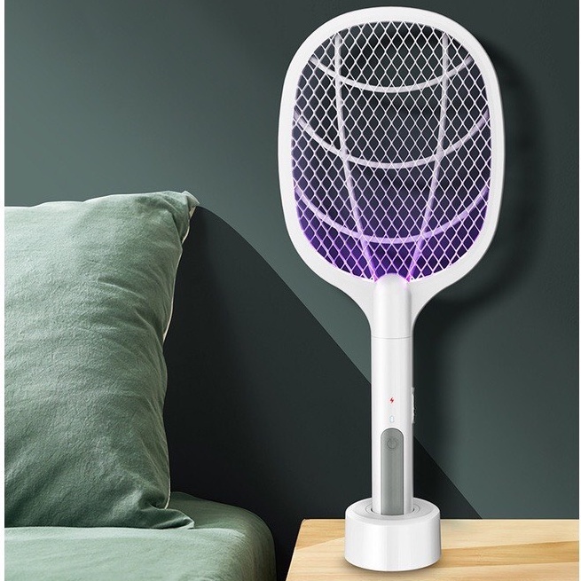 Vợt muỗi thông minh tự động kiêm đèn bắt muỗi sạc tích điện, vợt bắt muỗi thông minh cao cấp để bàn
