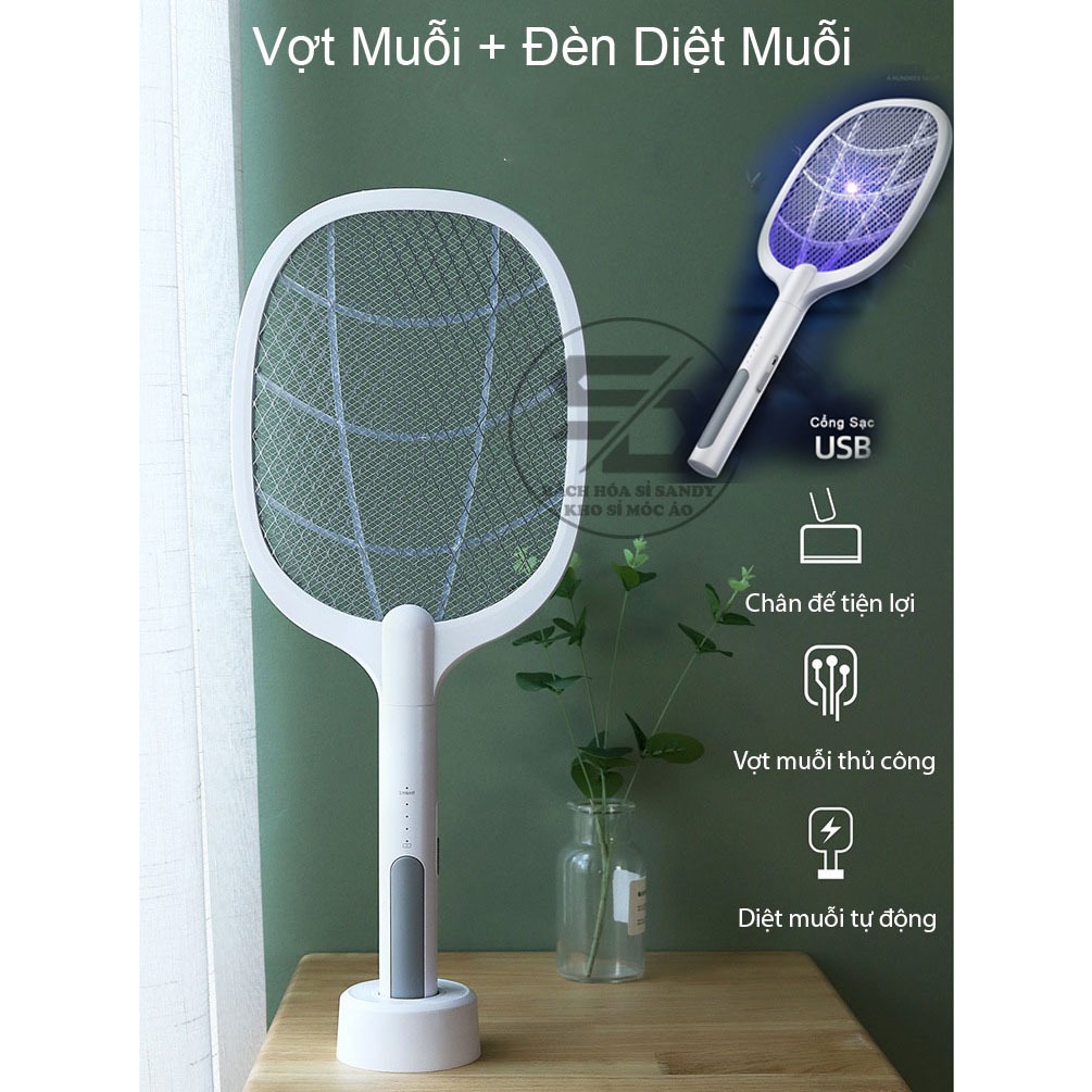 Vợt muỗi thông minh tự động kiêm đèn bắt muỗi sạc tích điện, vợt bắt muỗi thông minh cao cấp để bàn