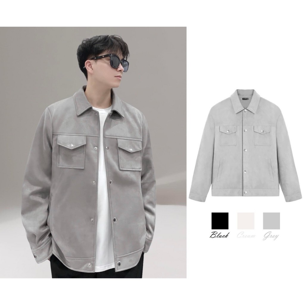 Áo Khoác Da Lộn Cao Cấp Dày Đẹp 3 Lớp Cúc Kim Loại