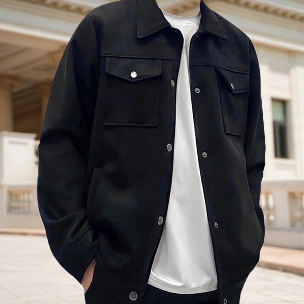 Áo Khoác Da Lộn Cao Cấp Dày Đẹp 3 Lớp Cúc Kim Loại