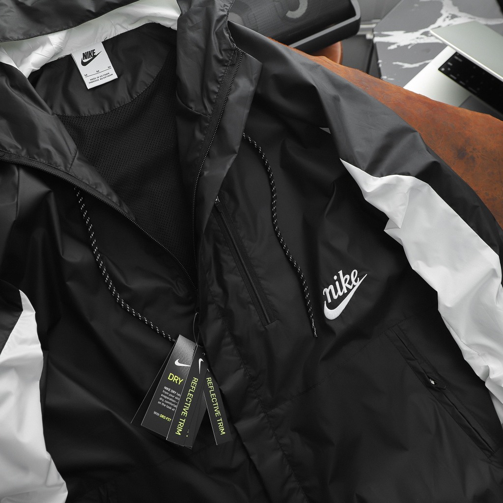 Áo khoác gió NK vải dù chống nước siêu đẹp phù hợp thể thao logo thêu nét căng phối màu raglan đẹp mắt