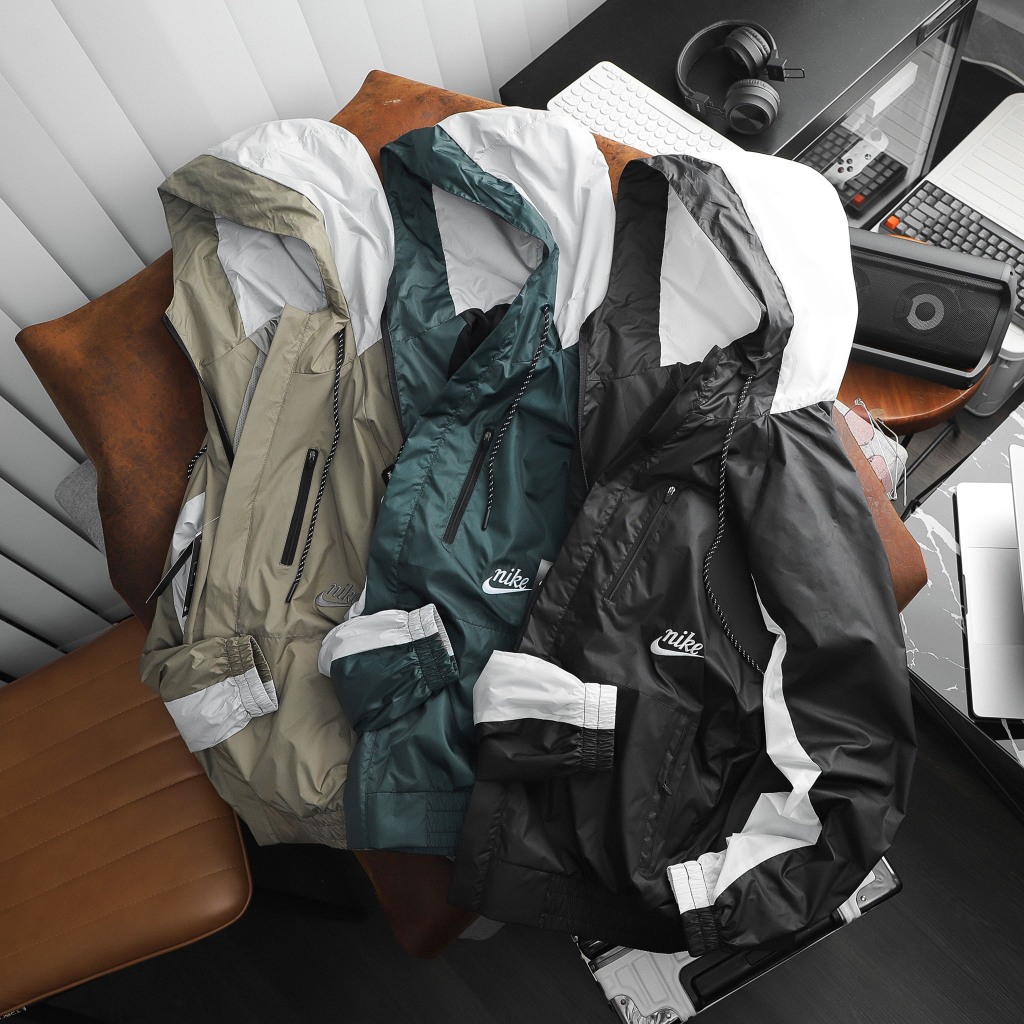 Áo khoác gió NK vải dù chống nước siêu đẹp phù hợp thể thao logo thêu nét căng phối màu raglan đẹp mắt