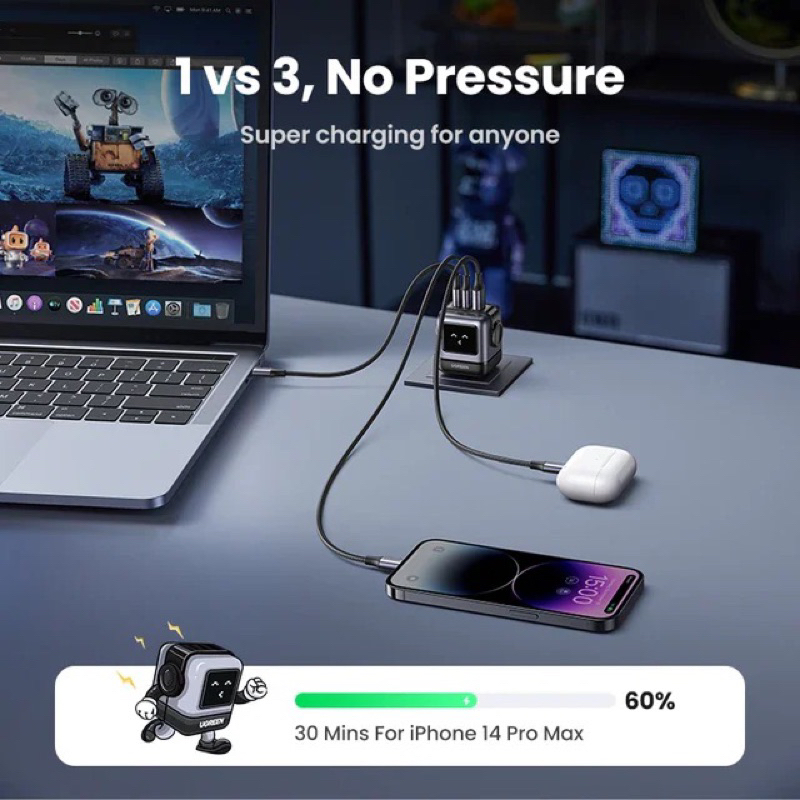 Củ Sạc Nhanh Robot 65W 30W UGREEN Usb-C Mini / 30W Business Charger Nexode GaN Nhỏ Gọn