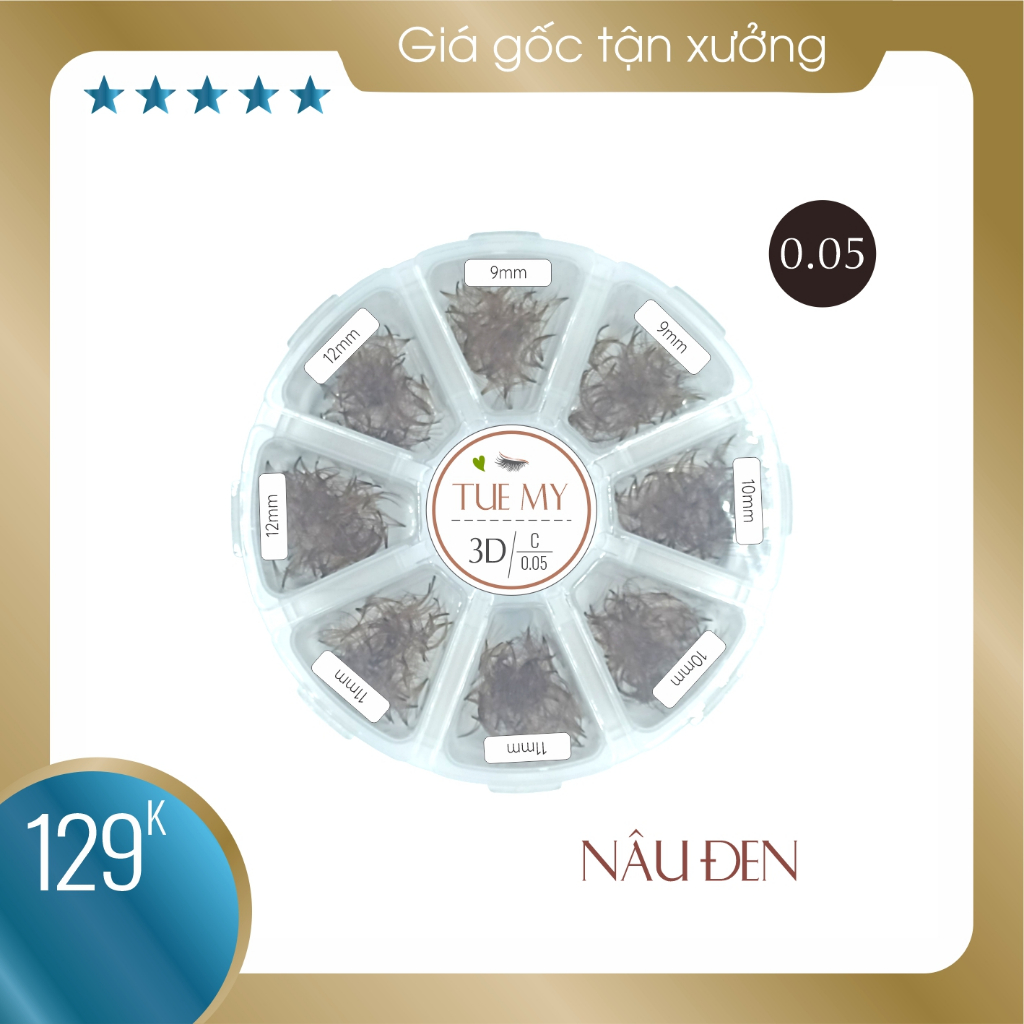 Mi Fan 3D 0.05 Nâu Đen Mix Size (1200 fan)