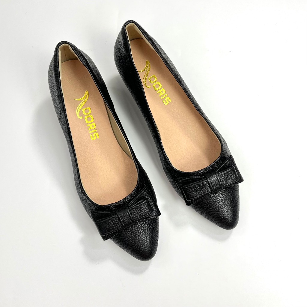 Giày nữ đế xuồng 5cm DN501 da thật - êm chân - mũi nhọn gắn nơ-  CÓ BẢO HÀNH-CÓ SIZE 40