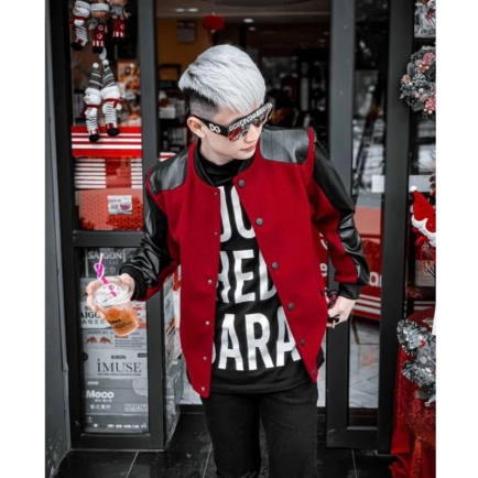 Áo Khoác Bomber Nam Nữ Vải Dạ Phối Tay Da Đen - 2 Bên Tay Vai Lót Gió Hai Lớp Dày Dặn Form Dáng Unisex Hot Hit 2023