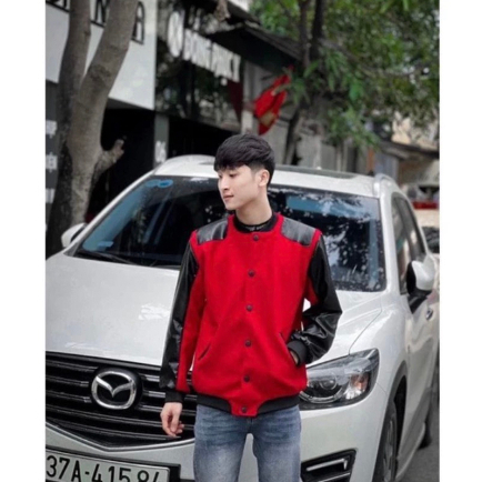 Áo Khoác Bomber Nam Nữ Vải Dạ Phối Tay Da Đen - 2 Bên Tay Vai Lót Gió Hai Lớp Dày Dặn Form Dáng Unisex Hot Hit 2023