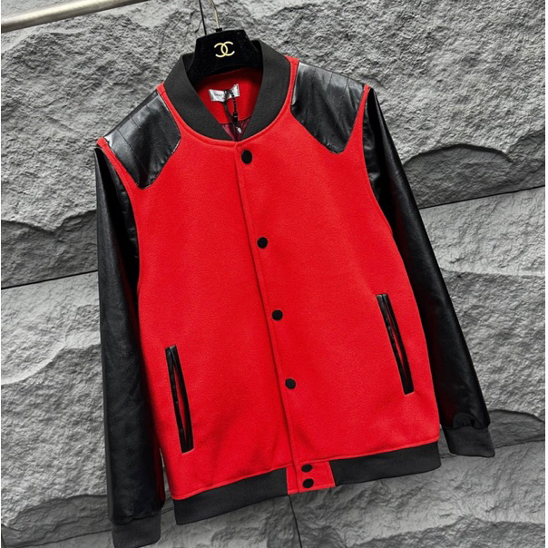 A09-Áo khoác bomber Saint Laurent phối da thiết kế hot trend Nam nữ New 2023 - Áo Khoác Dạ Da Cao Cấp