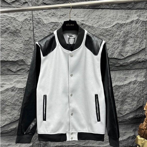 A09-Áo khoác bomber Saint Laurent phối da thiết kế hot trend Nam nữ New 2023 - Áo Khoác Dạ Da Cao Cấp
