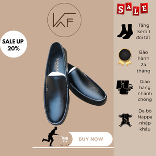 Giày lười nam da trơn Nappa KYFAN da bò đế cao su khâu chỉ , đủ size, full hộp