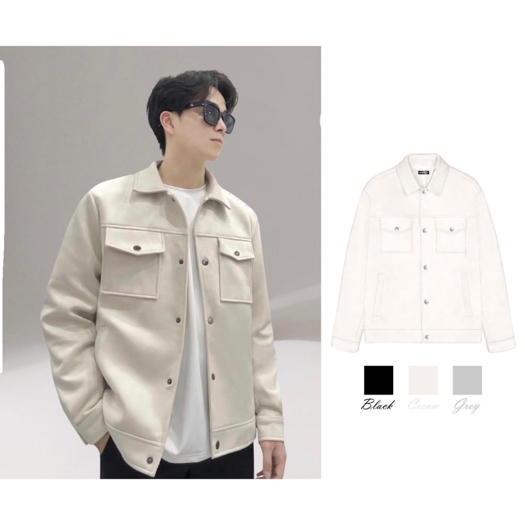 Áo Khoác Da Lộn Cao Cấp Dày Đẹp 3 Lớp Cúc Kim Loại