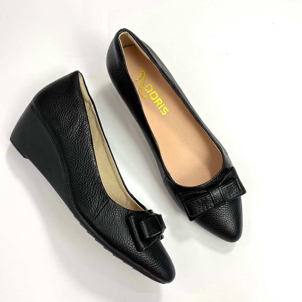 Giày nữ đế xuồng 5cm DN501 da thật - êm chân - mũi nhọn gắn nơ-  CÓ BẢO HÀNH-CÓ SIZE 40